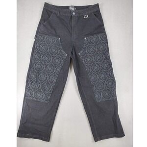 Steady Hands Double Knee Carpenter Jeans Men 32 Black Swirl Embroider Emo Grunge
